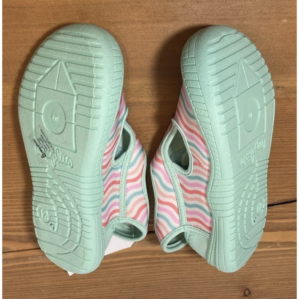 Oomphies Splash Girls Water Sandals Slip on Size 11 Youth Mint/Multicolored NEW